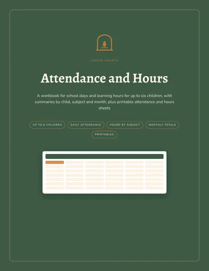 Cover of the Homeschool Attendance and Hours Tracker