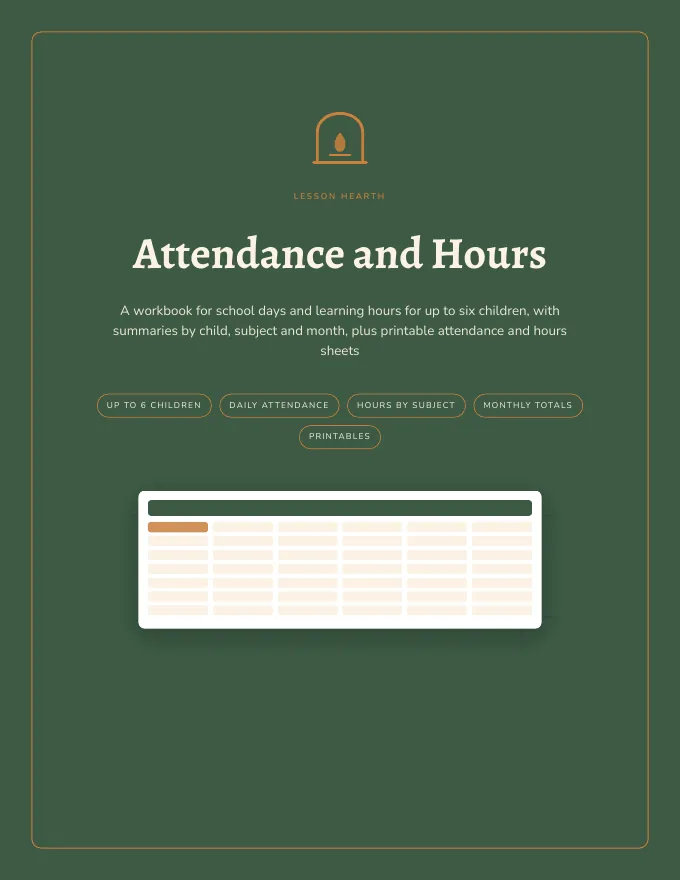 Cover of the Homeschool Attendance and Hours Tracker